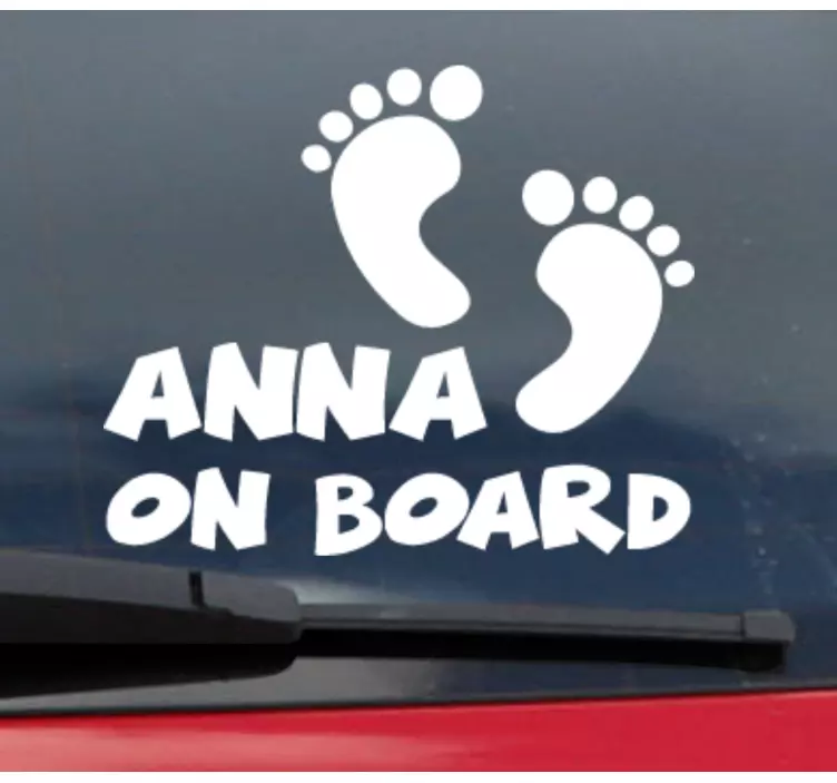 Baby on Board Aufkleber Fußabdrücke mit Namen - TenStickers