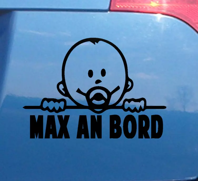 Baby on Board Aufkleber Süßes spähendes Kind mit Namen - TenStickers