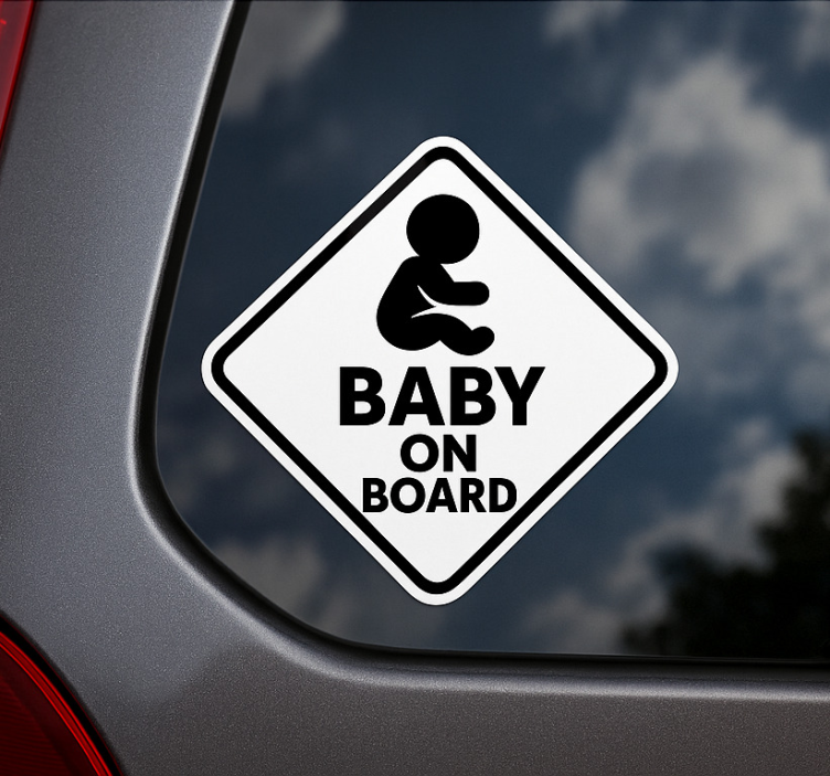 Baby on Board Aufkleber schwarz-weiß-design - TenStickers