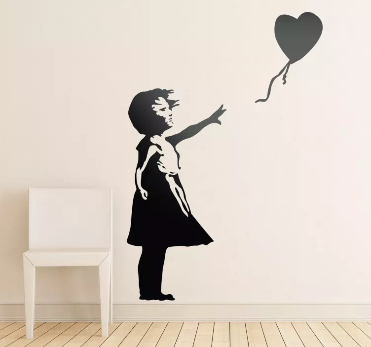 Wandtattoo Wohnzimmer Banksy Mädchen mit Luftballon - TenStickers