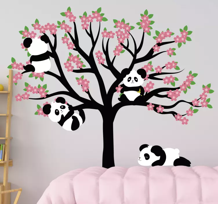 Bauernhof wandtattoo pandas im baum - TenStickers