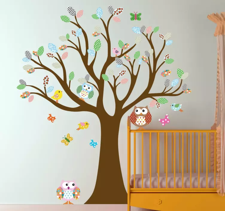 Wandtattoo Kinderzimmer Baum mit Eulen - TenStickers