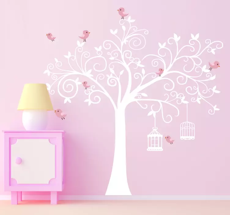 Wandtattoo Kinderzimmer Baum mit Käfig - TenStickers