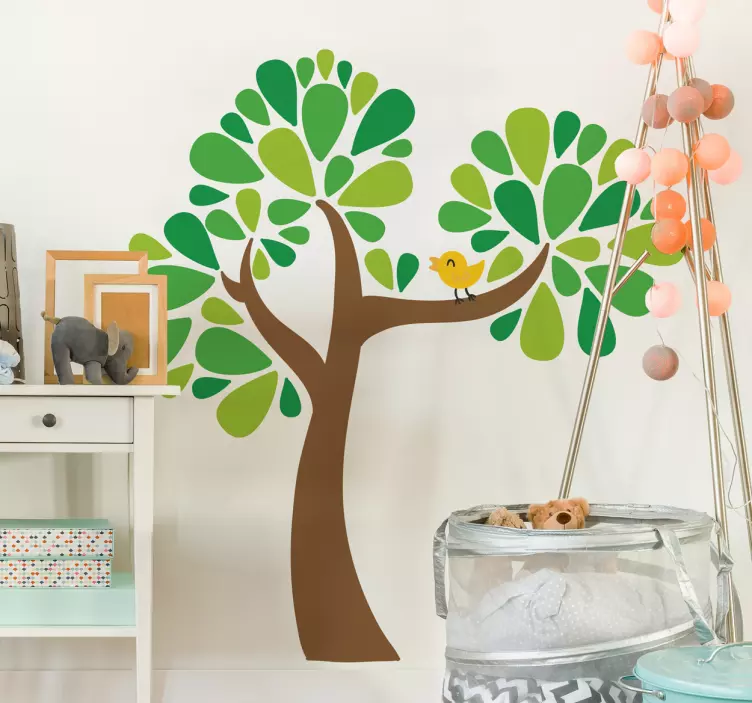 Wandtattoo Kinderzimmer Baum mit Vogel - TenStickers