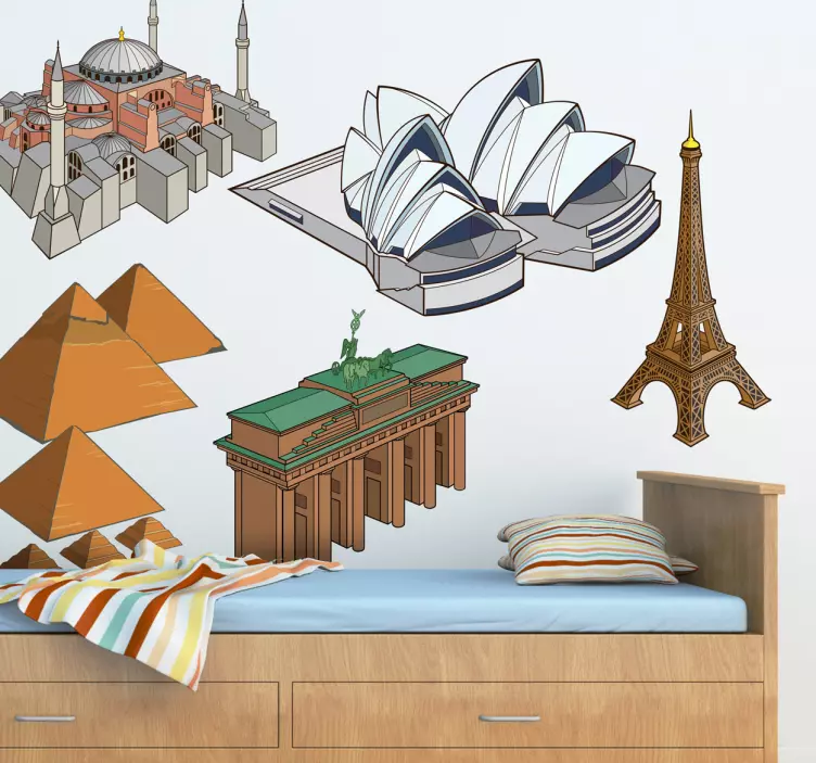 Berühmte Sehenswürdigkeiten Aufkleber - TenStickers