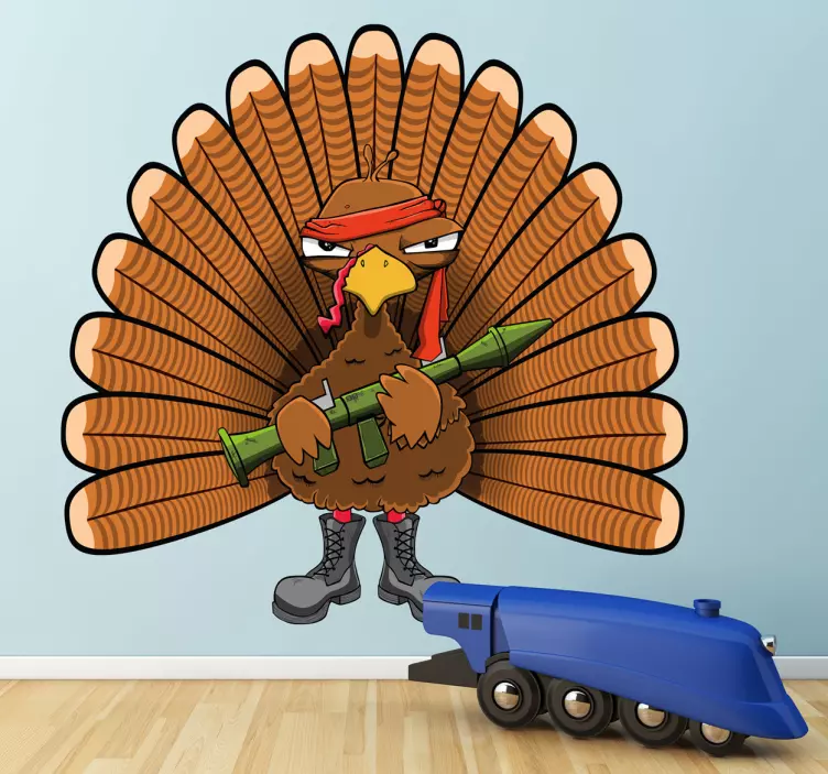 Bewaffneter Truthahn Aufkleber - TenStickers