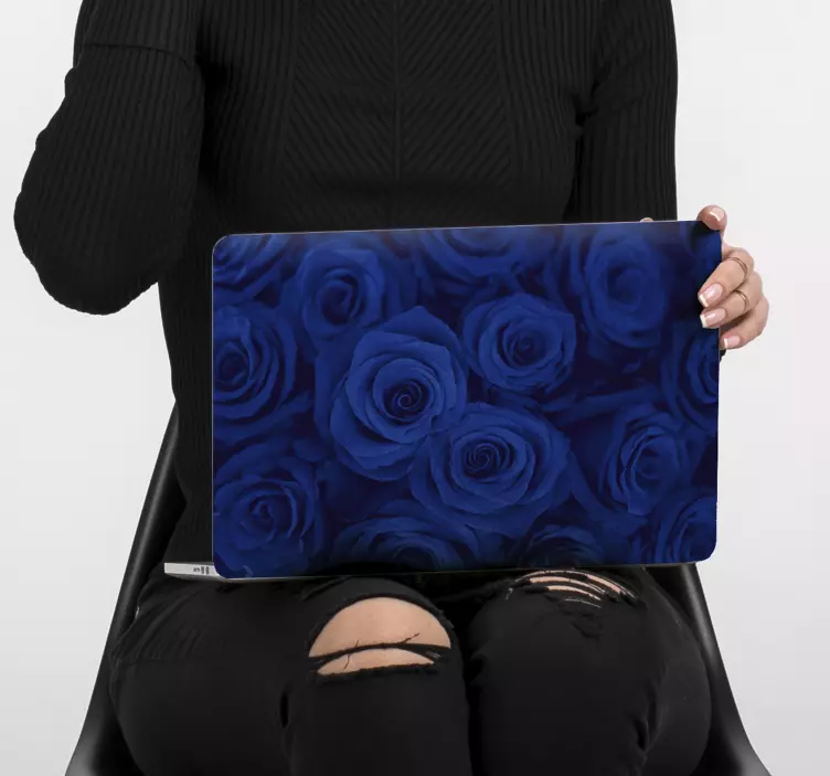Blaue blumen Laptop Folie - TenStickers