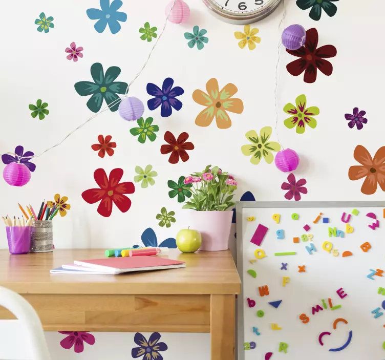 Wandtattoo Blume Farbige Blumen Set - TenStickers
