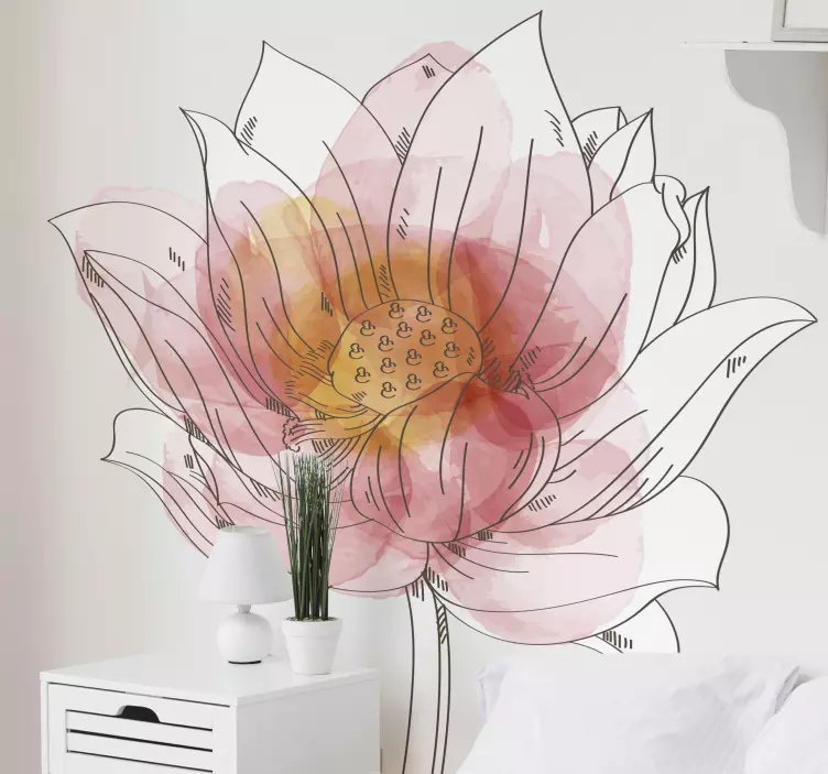 Wandtattoo Blume Lotus lilly aquarell - TenStickers