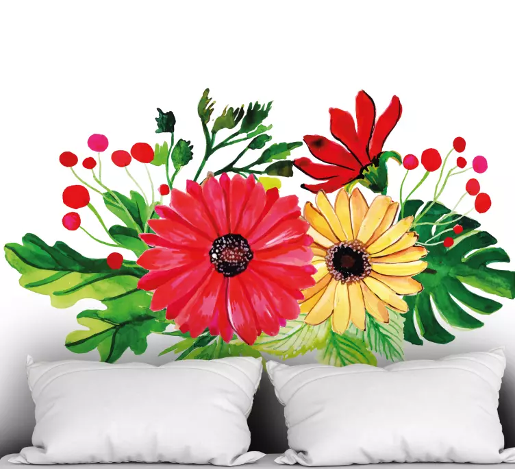 Wandtattoo Blume Verschiedene farbe von sonnenblumen - TenStickers