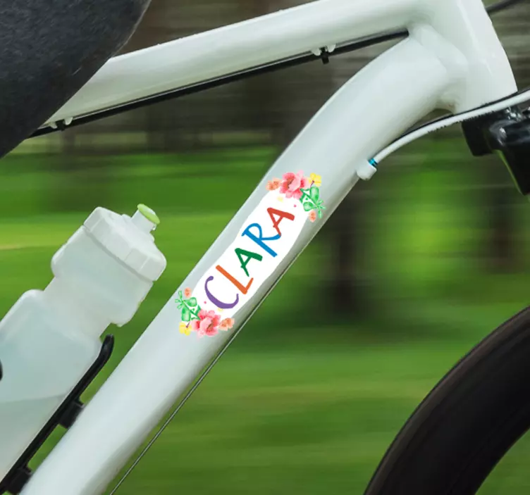 Blumen Fahrrad Aufkleber mit Name - TenStickers