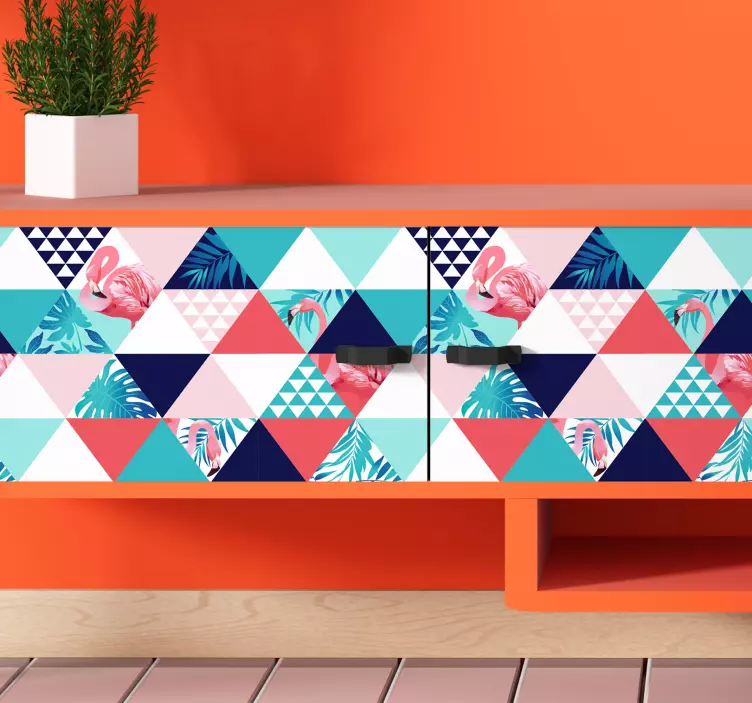 Blumen und Flamingos Möbel Aufkleber - TenStickers