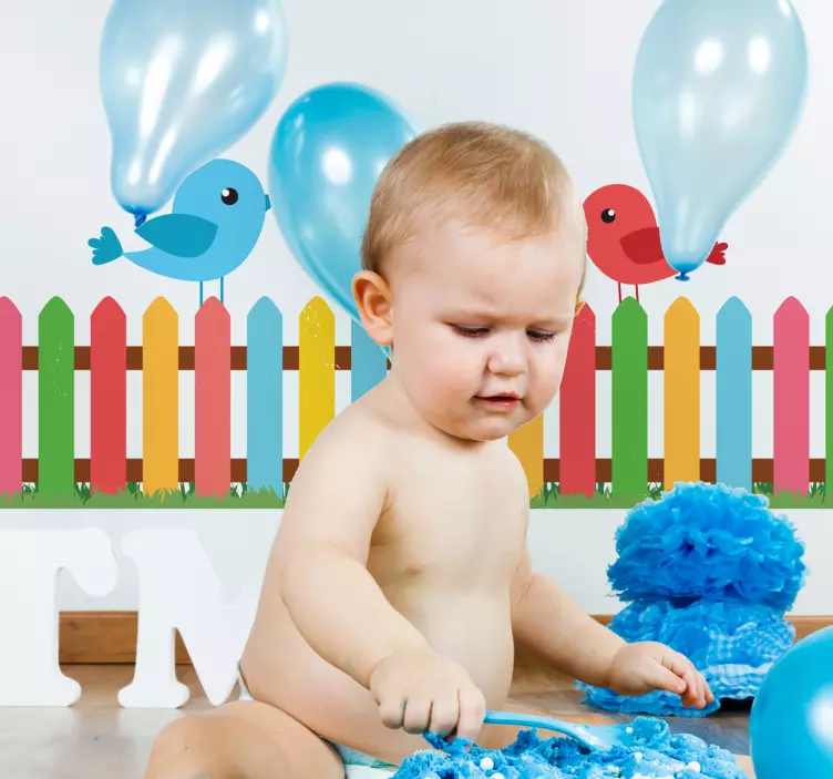 Bordüre Kinderzimmer bunter Zaun - TenStickers