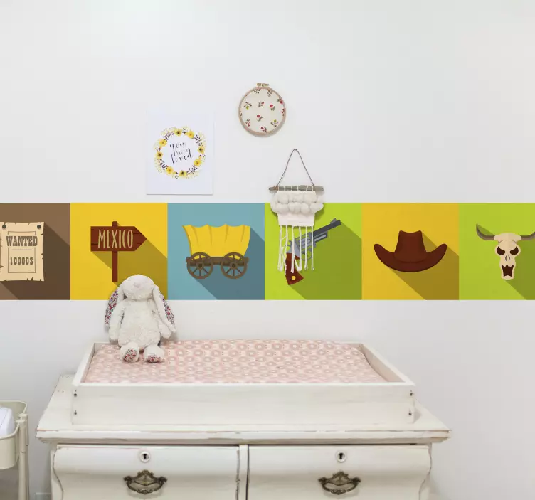 Bordüre selbstklebend elemente zum thema wilder westen - TenStickers