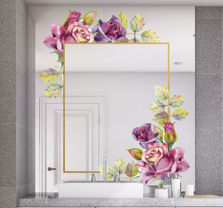 Spiegel Aufkleber elegante Blumenverzierung - TenStickers