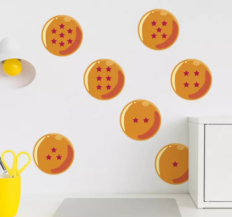 Wandsticker Comic Sieben Dragon Balls - TenStickers