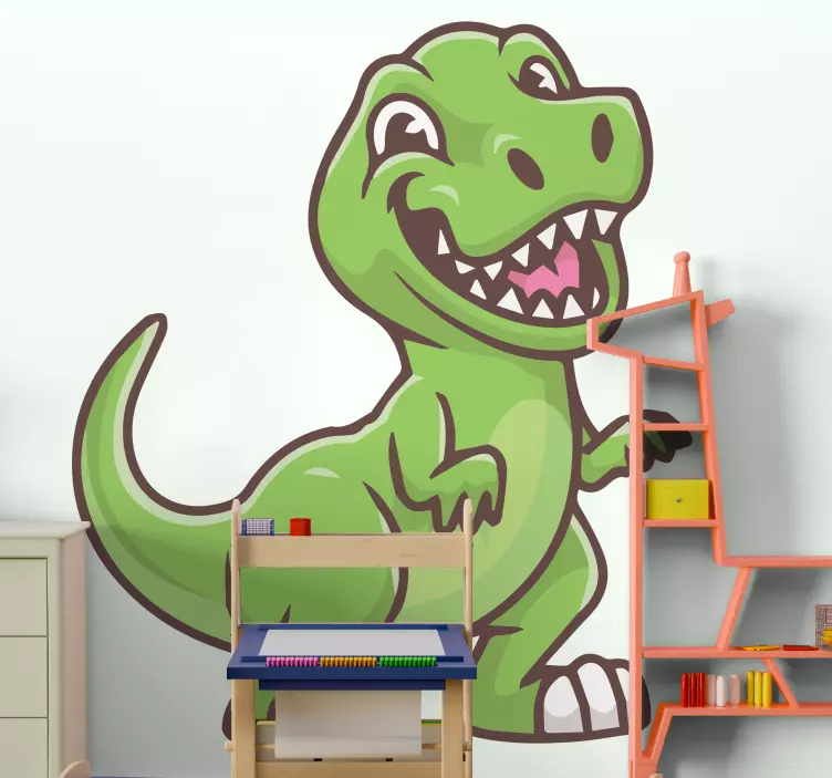 Wandsticker Dinosaurier Niedlicher dinosaurier tyrannosaurus cart - TenStickers
