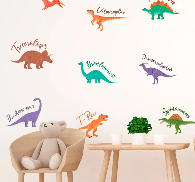 Dinosaurier mit Namen Wandtattoo Kinderzimmer - TenStickers