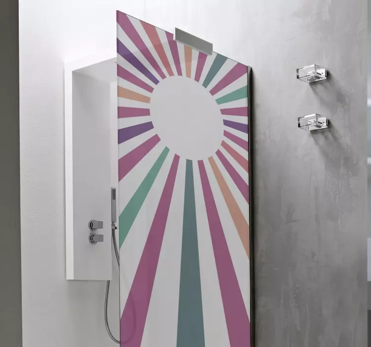 Klebefolie Dusche 70er geometrische sonne - TenStickers