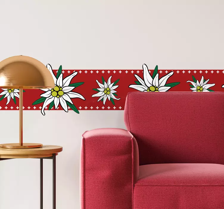 Wiese Edelweiss Bordüre selbstklebend - TenStickers