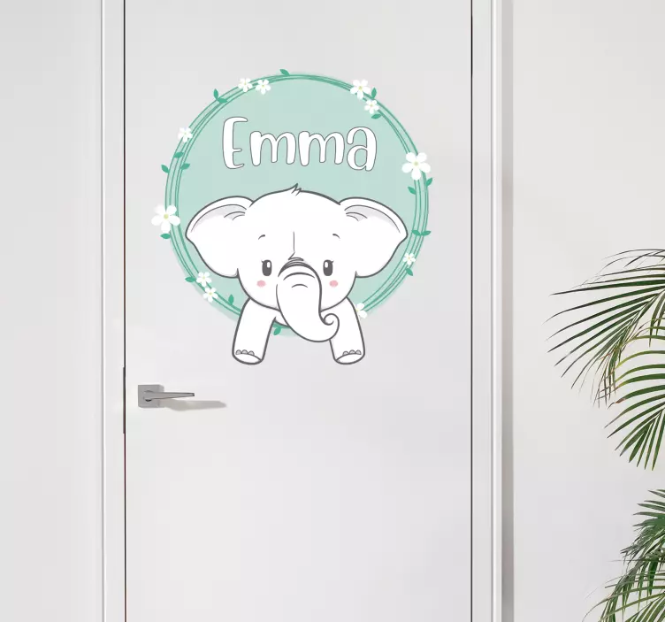 Elefant mit Namen Türaufkleber - TenStickers