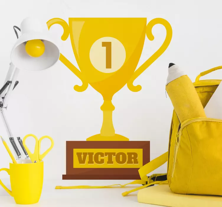 Personalisierter aufkleber der ersten platztrophäe - TenStickers