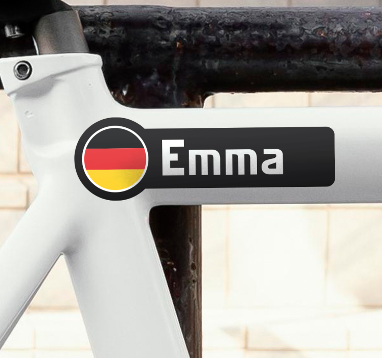 Namensaufkleber Fahrrad mit Flagge - TenStickers