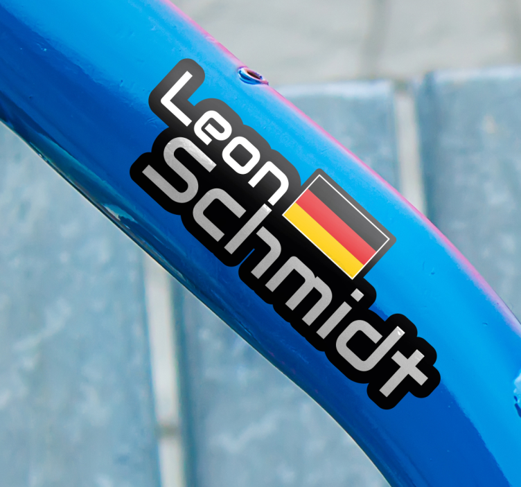 Namensaufkleber Fahrrad mit flagge mit Vor - TenStickers