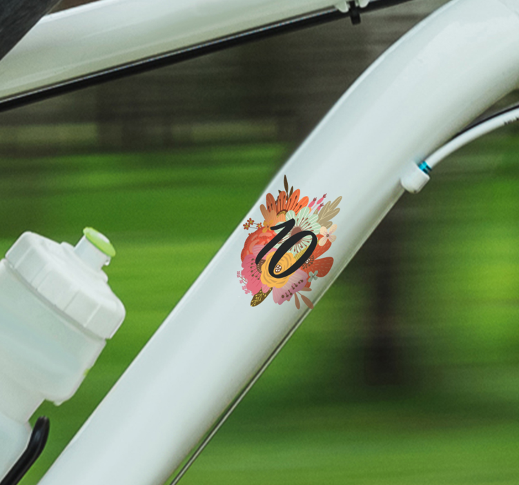 Fahrrad Aufkleber florales zahlendesign - TenStickers