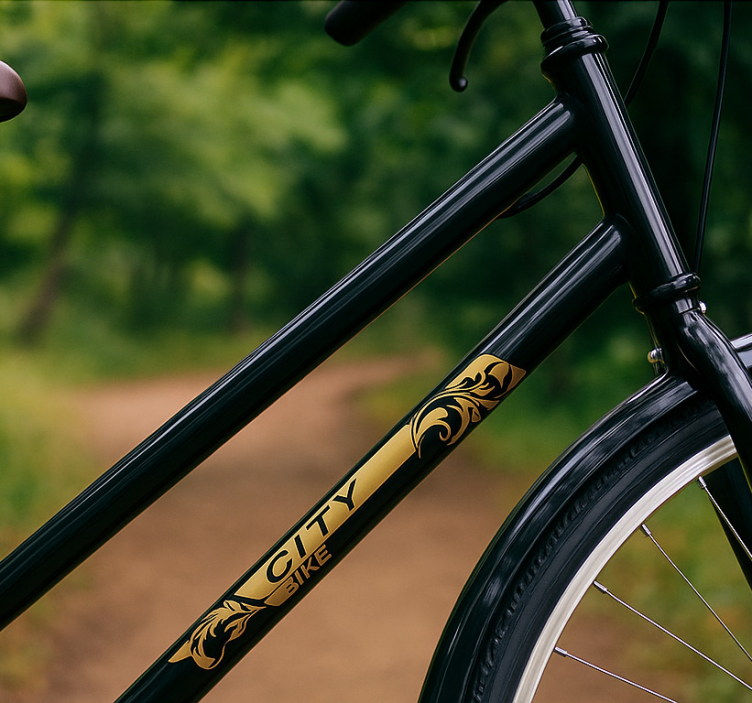 Fahrrad aufkleber schwarzer und goldener rahmen - TenStickers
