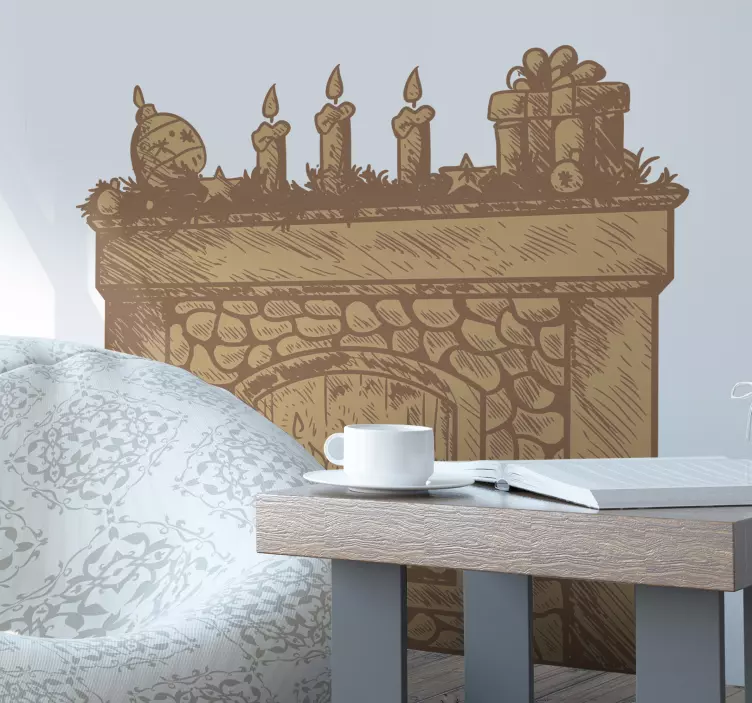 Wandtattoo Wohnzimmer gemütliche kaminsims-dekoration - TenStickers