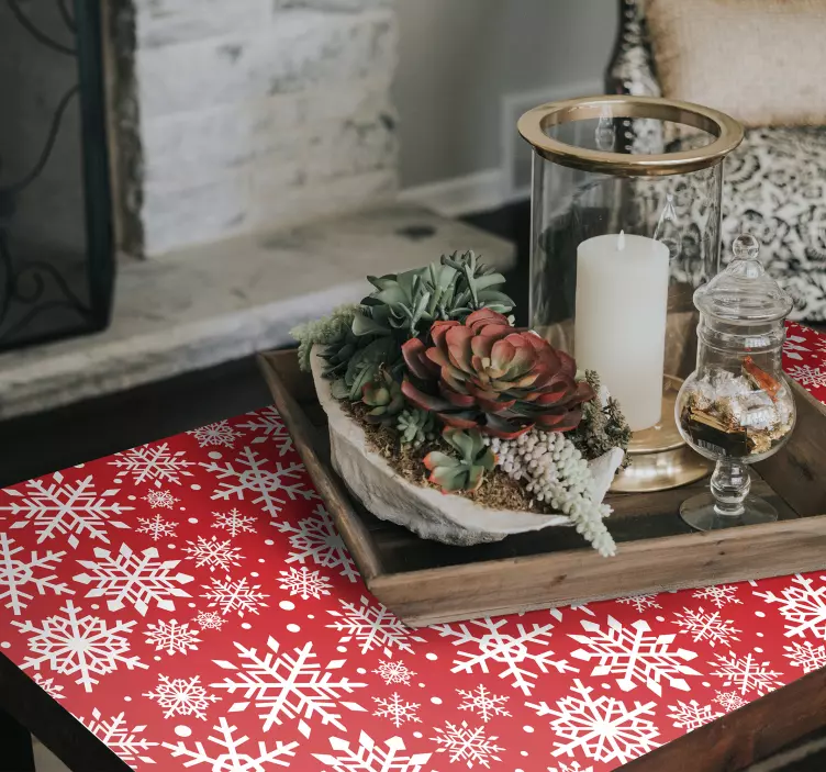 Feiertag Wandtattoo rotes schneeflockenmuster - TenStickers