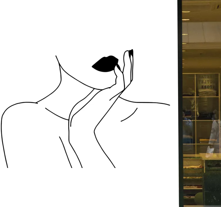 Fenster Sticker Weibliches Gesicht feine Linien - TenStickers