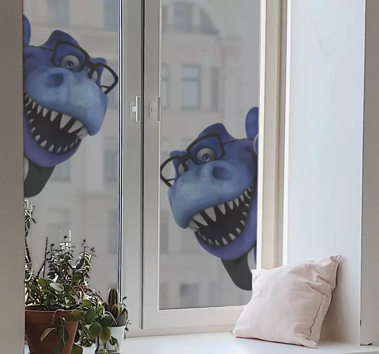 Fenster Aufkleber Spaß trex 3D illustration - TenStickers