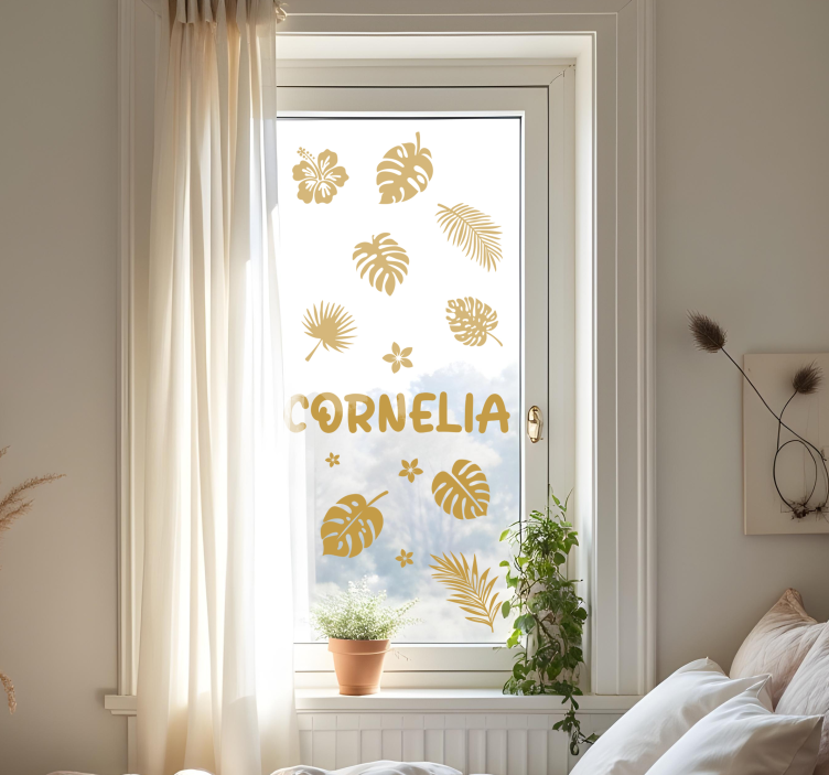 Fensteraufkleber blumen und tropische pflanzen - TenStickers