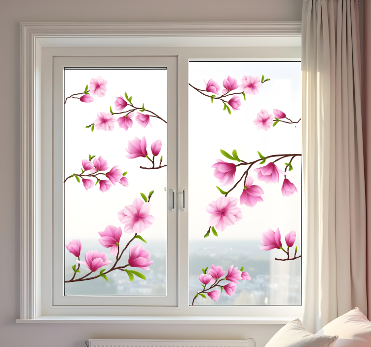 Fensteraufkleber bunte magnolienblüten - TenStickers