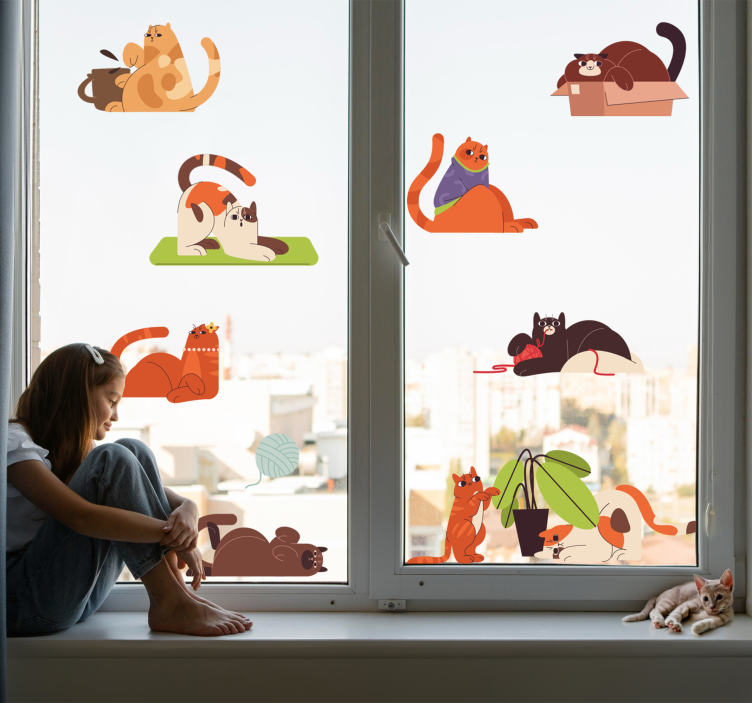 Fensteraufkleber spielende Katzen - TenStickers