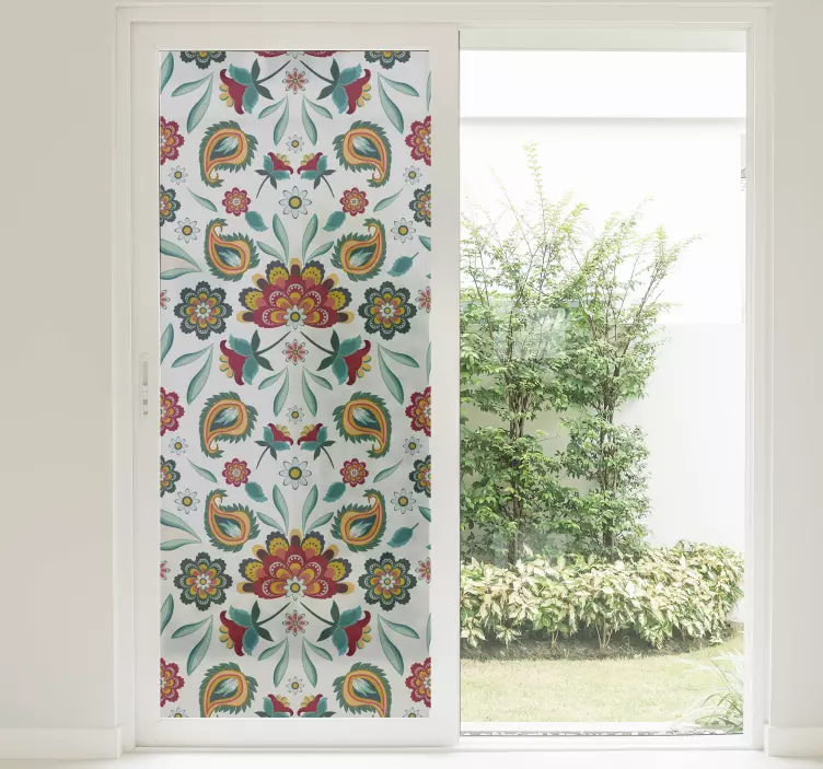 Fensteraufkleber symmetrisches Blumenmuster - TenStickers