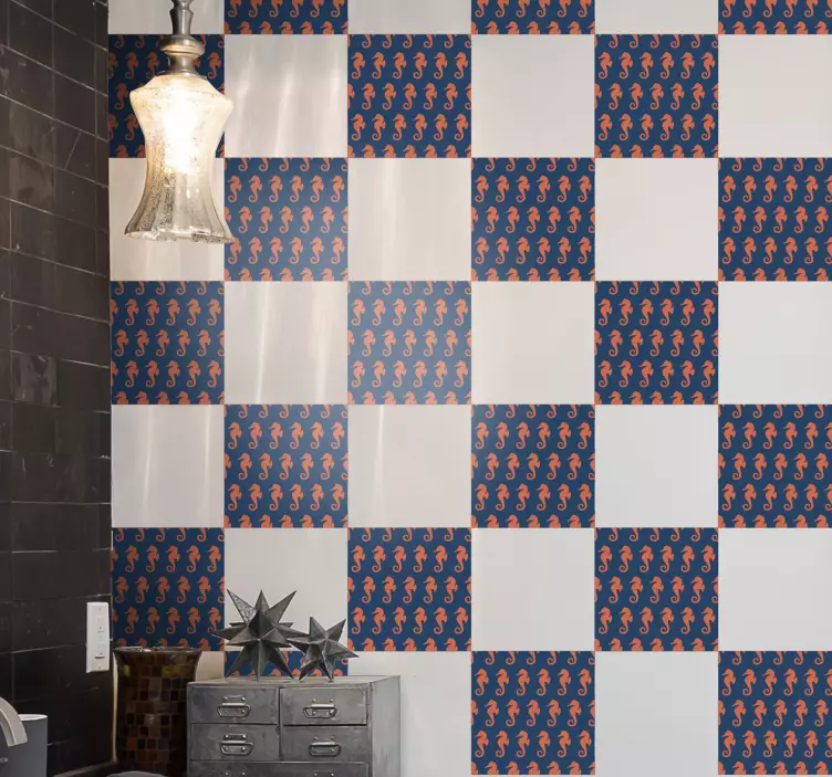 Fisch aufkleber mit seepferdchen musterdesign - TenStickers