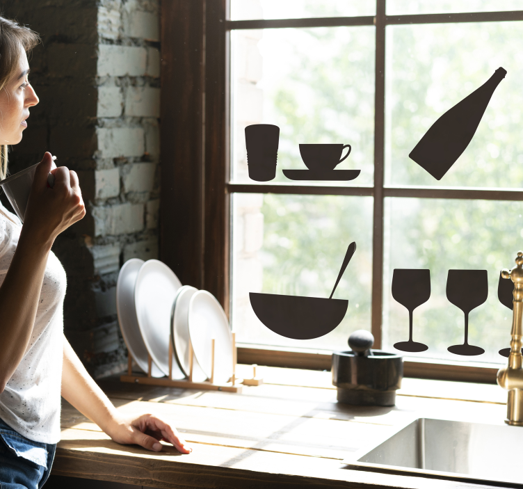 Fensteraufkleber Trinkgefäße Silhouetten - TenStickers