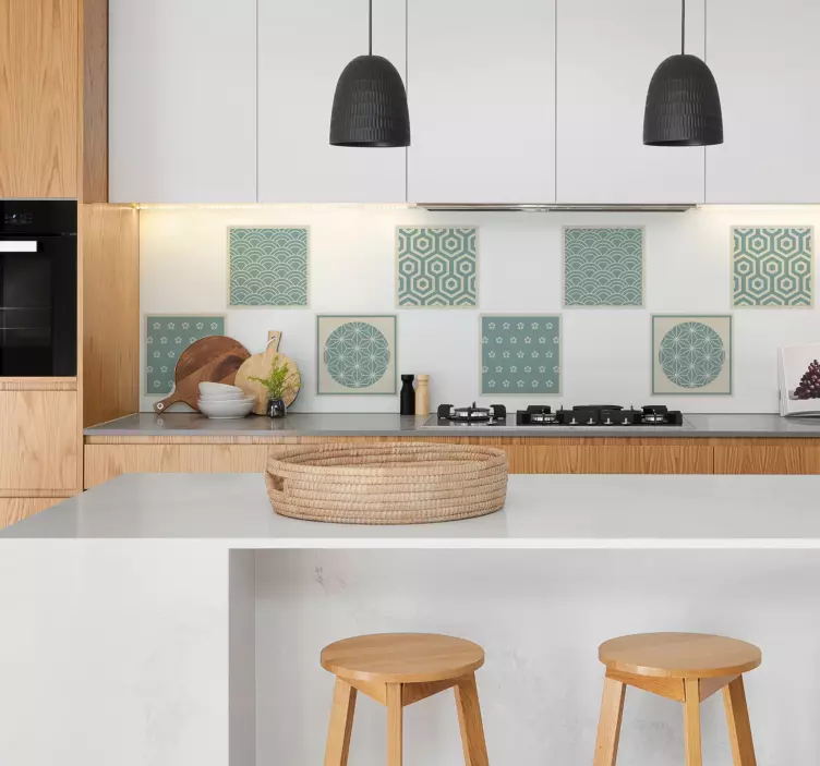 Fliesenaufkleber grünes japandi - TenStickers