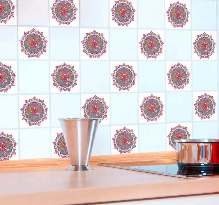 Fliesen Aufkleber buntes Mandala - TenStickers