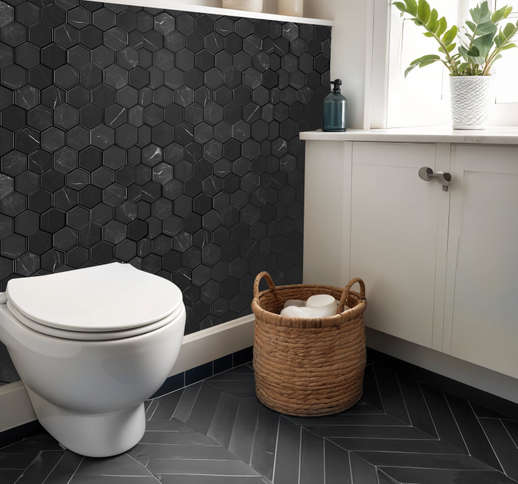 Fliesenaufkleber sechseck schwarz - TenStickers