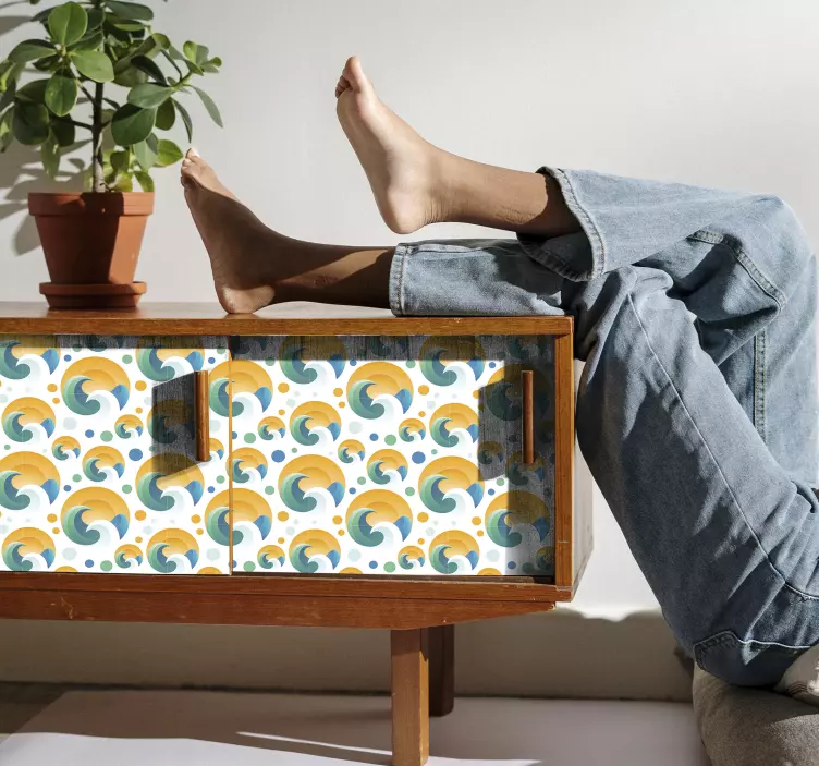 Fliesenaufkleber wellen und punkte - TenStickers