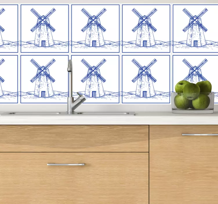 Fliesen Aufkleber Delfts blaue mühle - TenStickers