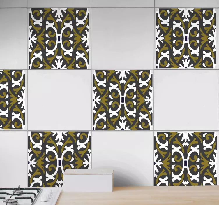 Fliesenaufkleber Vintage beige blumenfliesen - TenStickers