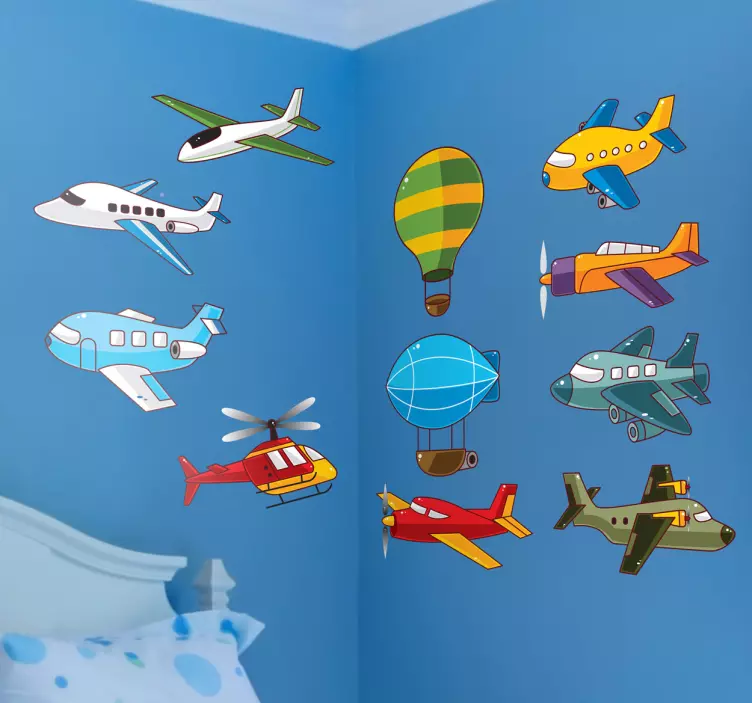 Wandtattoo Kinderzimmer Flugzeuge und Luftballons - TenStickers