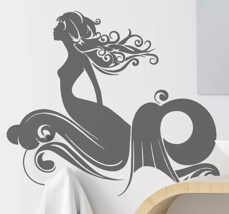 Folie duschkabine elegante meerjungfrau silhouette - TenStickers