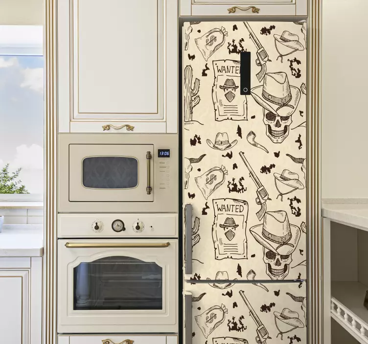 Folie Kühlschrank design mit westernmotiv - TenStickers