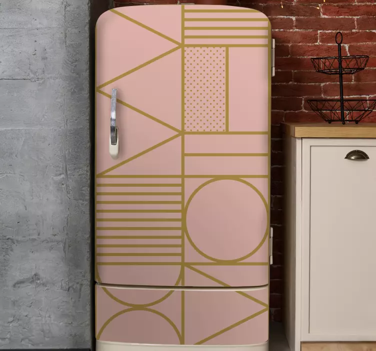 Folie Kühlschrank geometrisches rosa muster - TenStickers